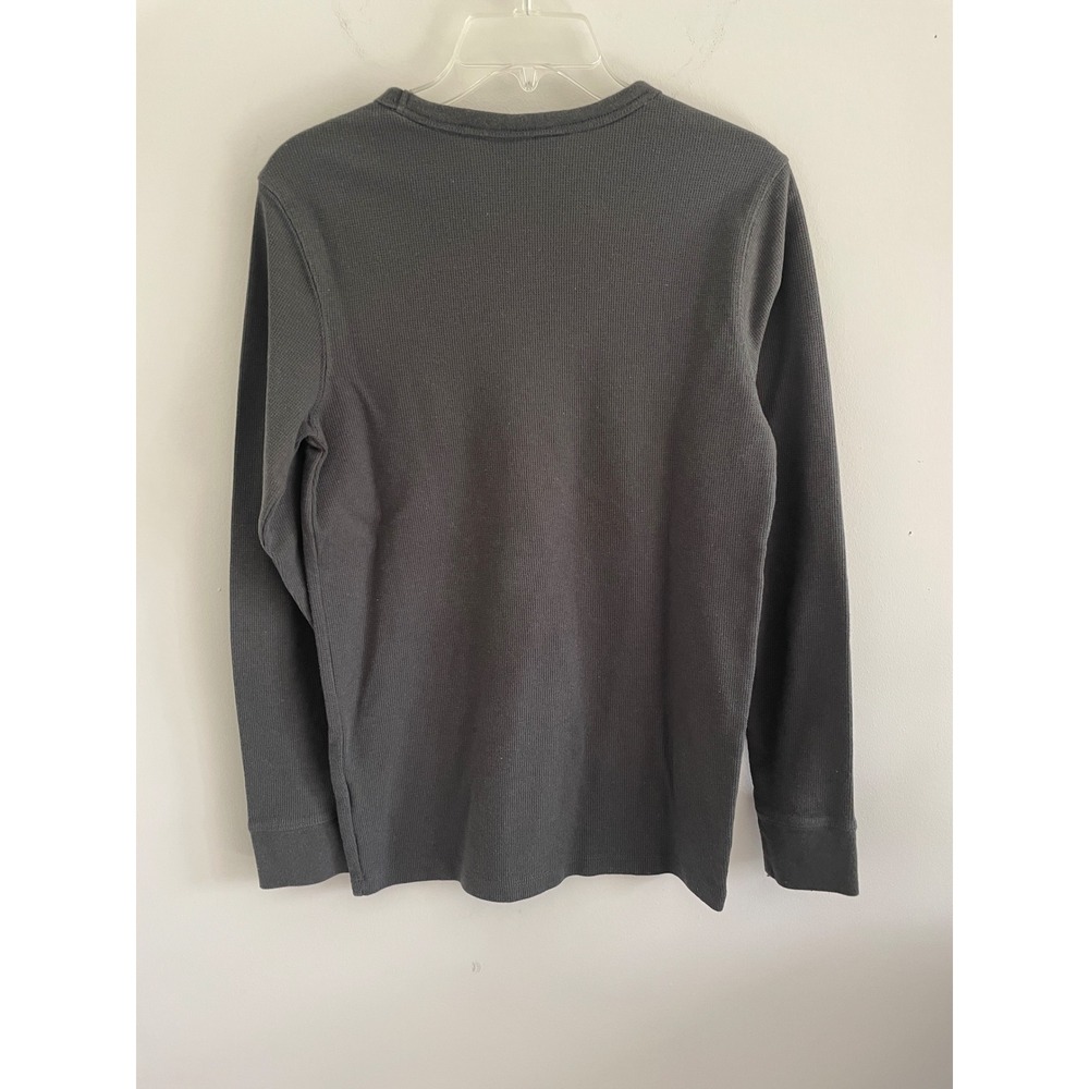 Volcom Mens Long Sleeve Thermal Waffle Knit Shirt Charcoal Gray Stone Logo Small - Picture 2 of 7